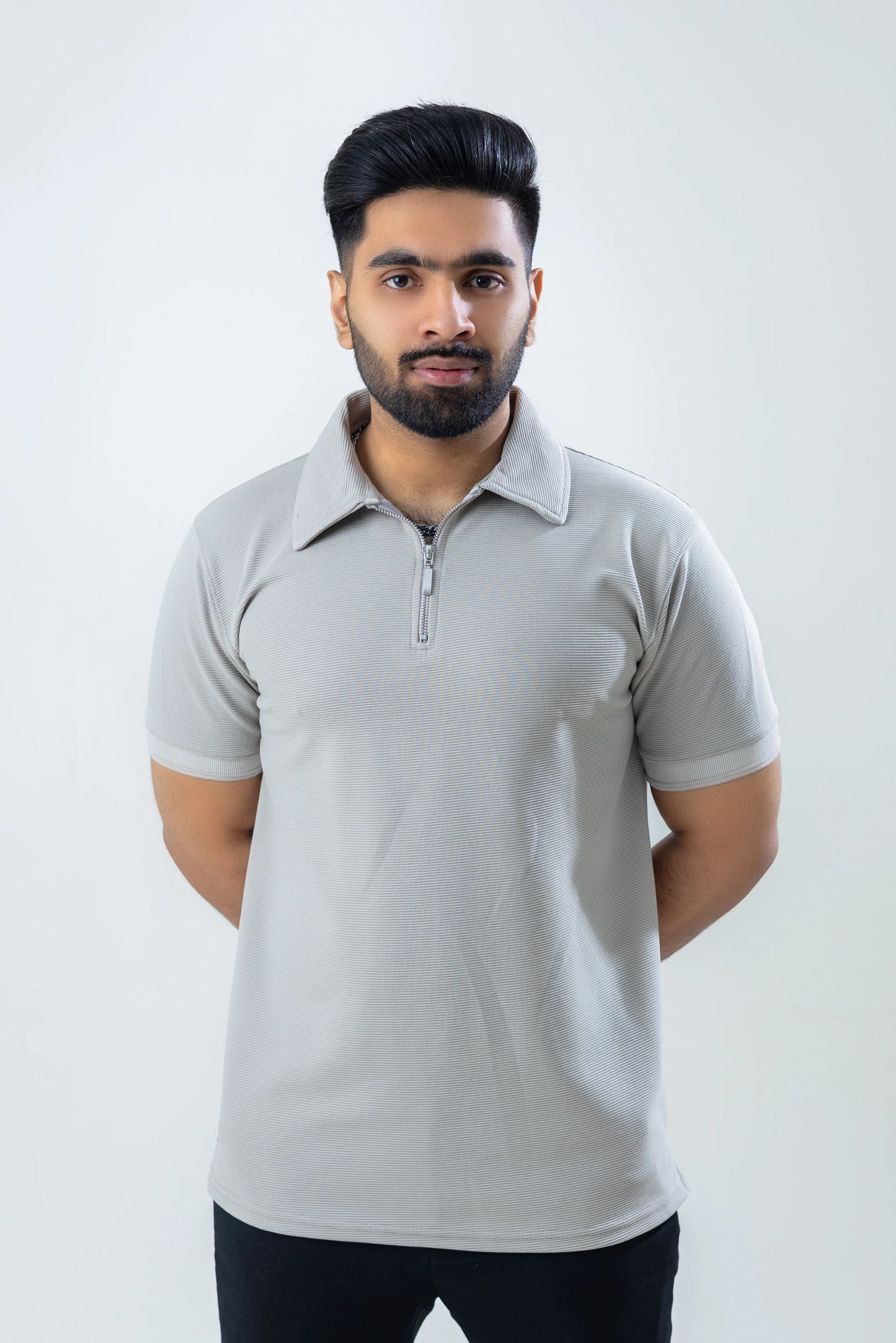 Grey Zipper ThermaL polo