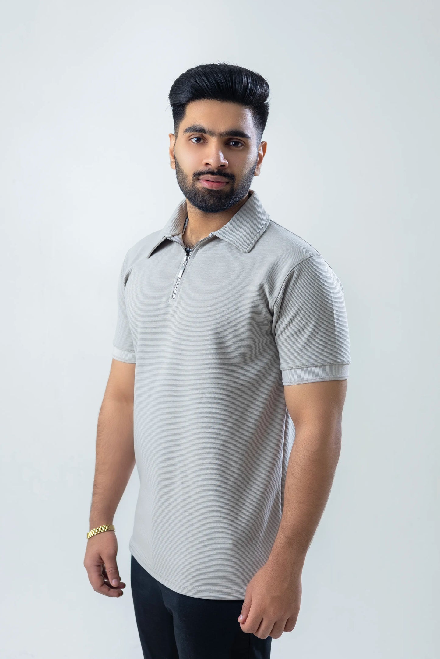 Ontop Zipper Thermal Polo Grey