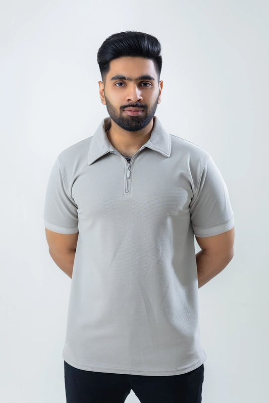 Grey Zipper ThermaL polo